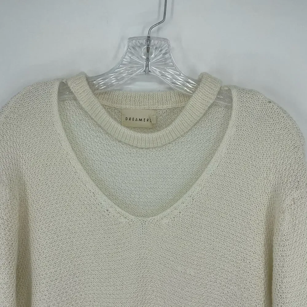 Dreamers V-Neck Knit Cream Sweater Size Small/Medium